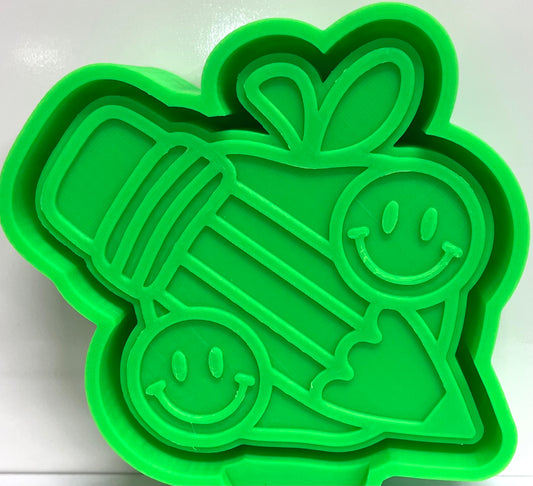 Apple with Pencil and Smiley Faces Mold