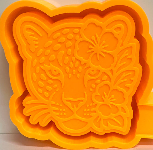 Leopard with Flowers Mold