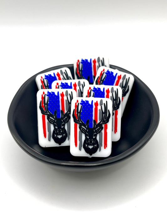 USA Flag Deer Focal Bead