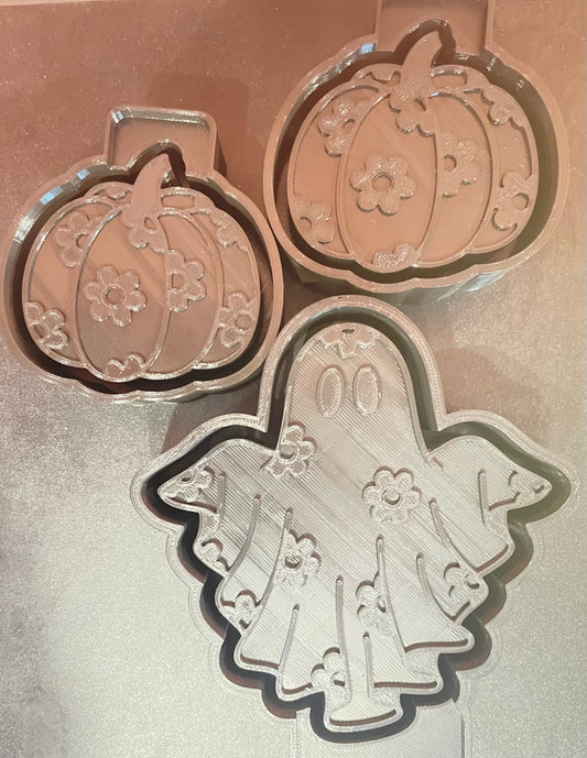 Flowery Ghost & Flowery Pumpkin Vent Clip Mold Set