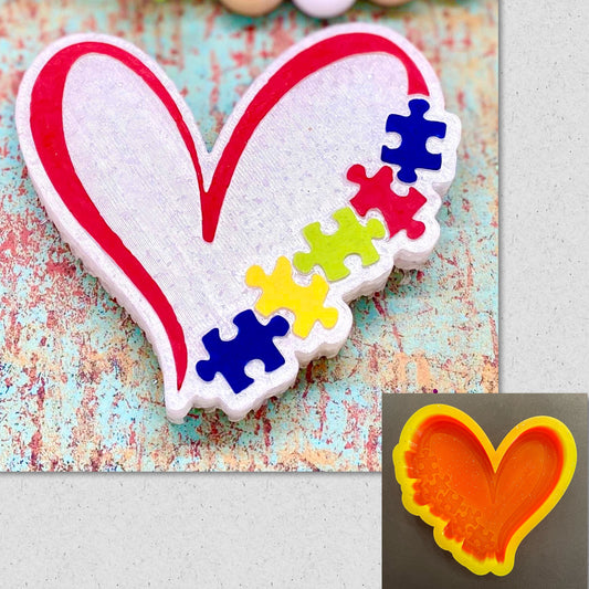 Autism Heart With Puzzle Pieces Mold