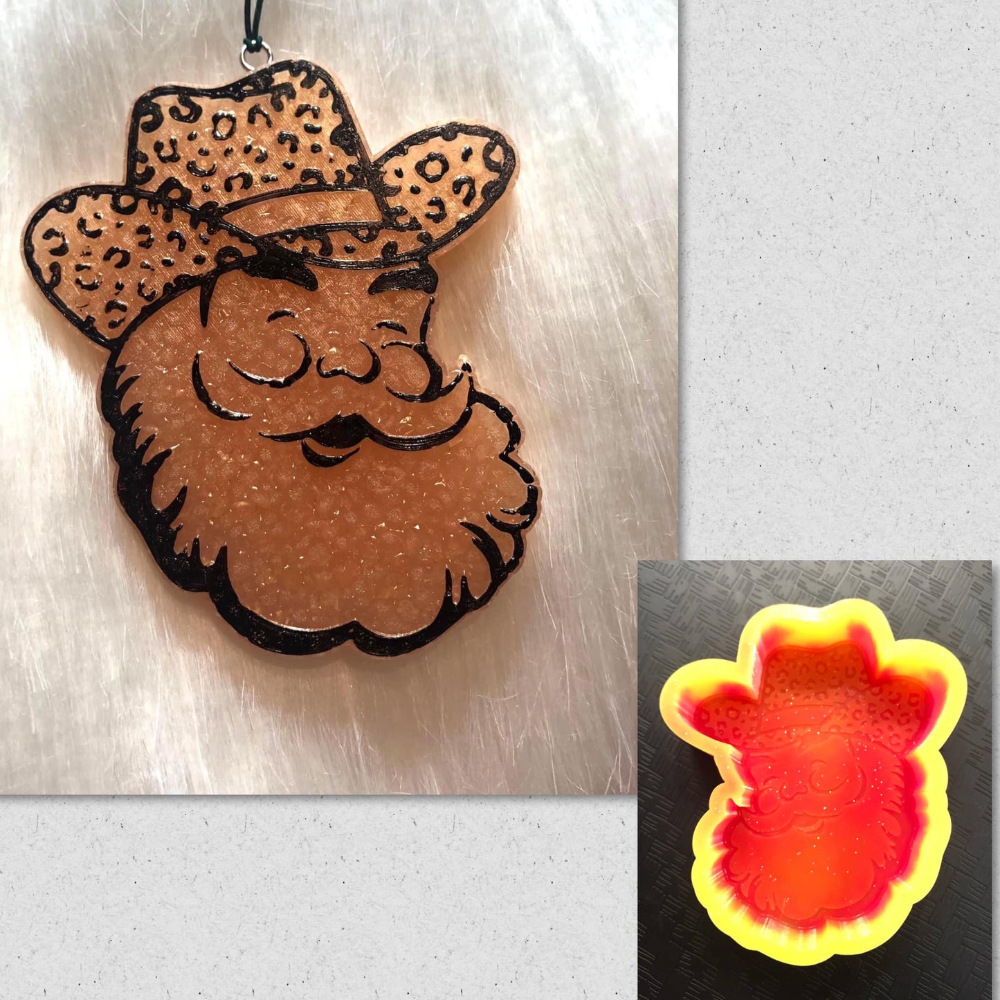 Santa with Leopard Cowboy Hat Mold